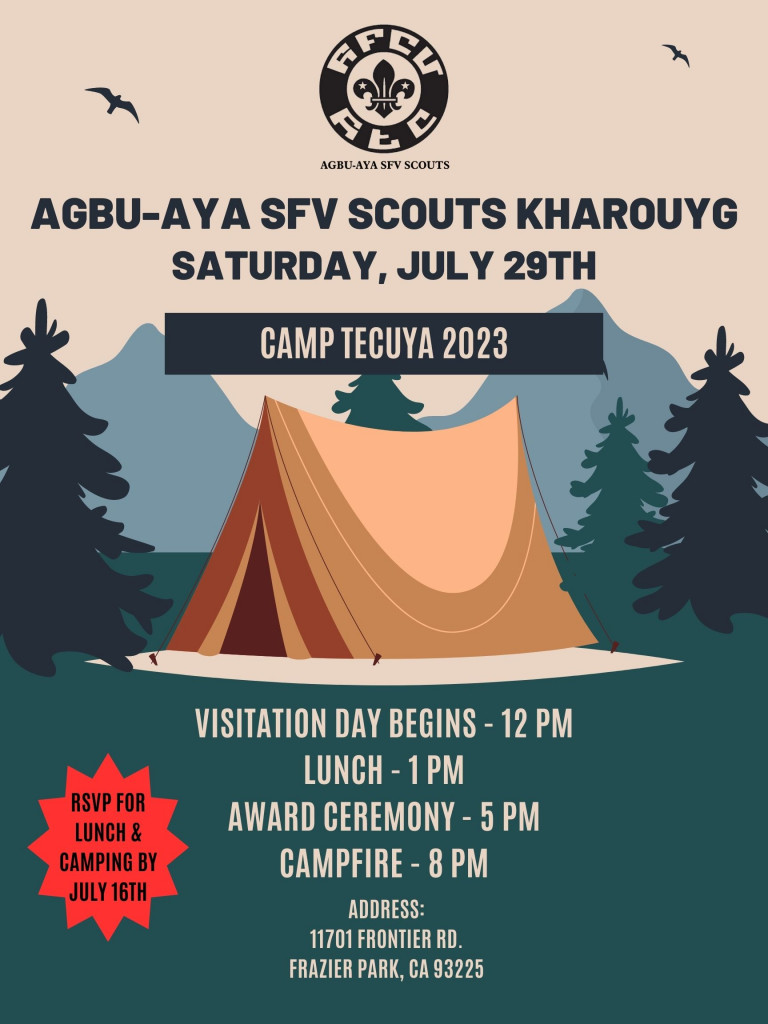 AGBU-AYA SFV CAMP 2023 - KHAROUYG SCHEDULE